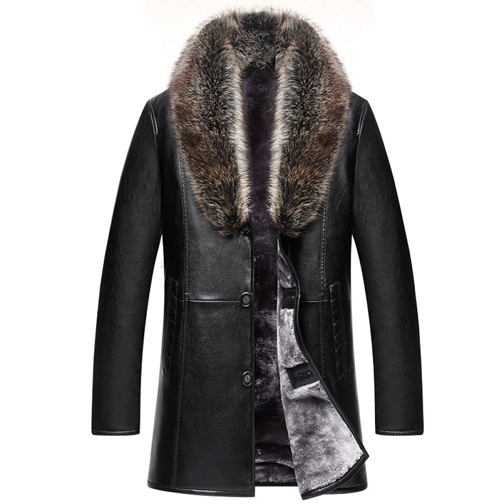 DAMAITS Men's PU Leather Jacket with Fur Collar - Stylish Spring & Autumn Outerwear for Casual & Business Wear | Perfect for Date Nights, Office, and Outdoor Activities