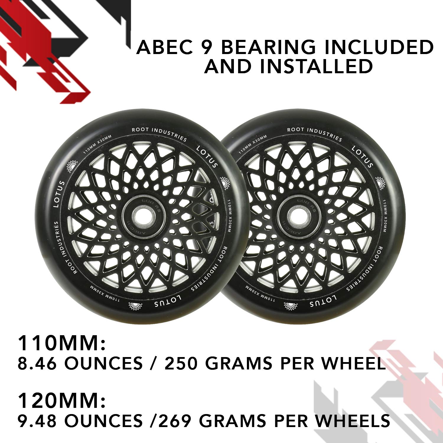 ROOT INDUSTRIES Lotus Wheels 30mm Wide - Premium Skateboard Wheels for Smooth Riding & Tricks - Perfect for Street Skating, Park Riding & Longboard Cruising