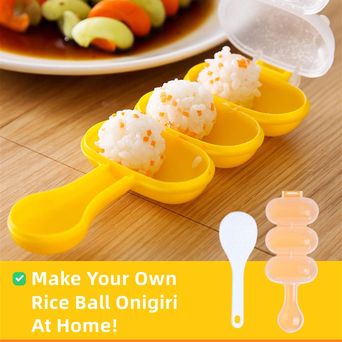 **Non-Stick Rice Ball Maker & Onigiri Shaper Mold - DIY Sushi Kit with Mini Rice Scoop for Homemade Japanese Snacks - Perfect for Bento Boxes, Lunch Prep & Party Platters**