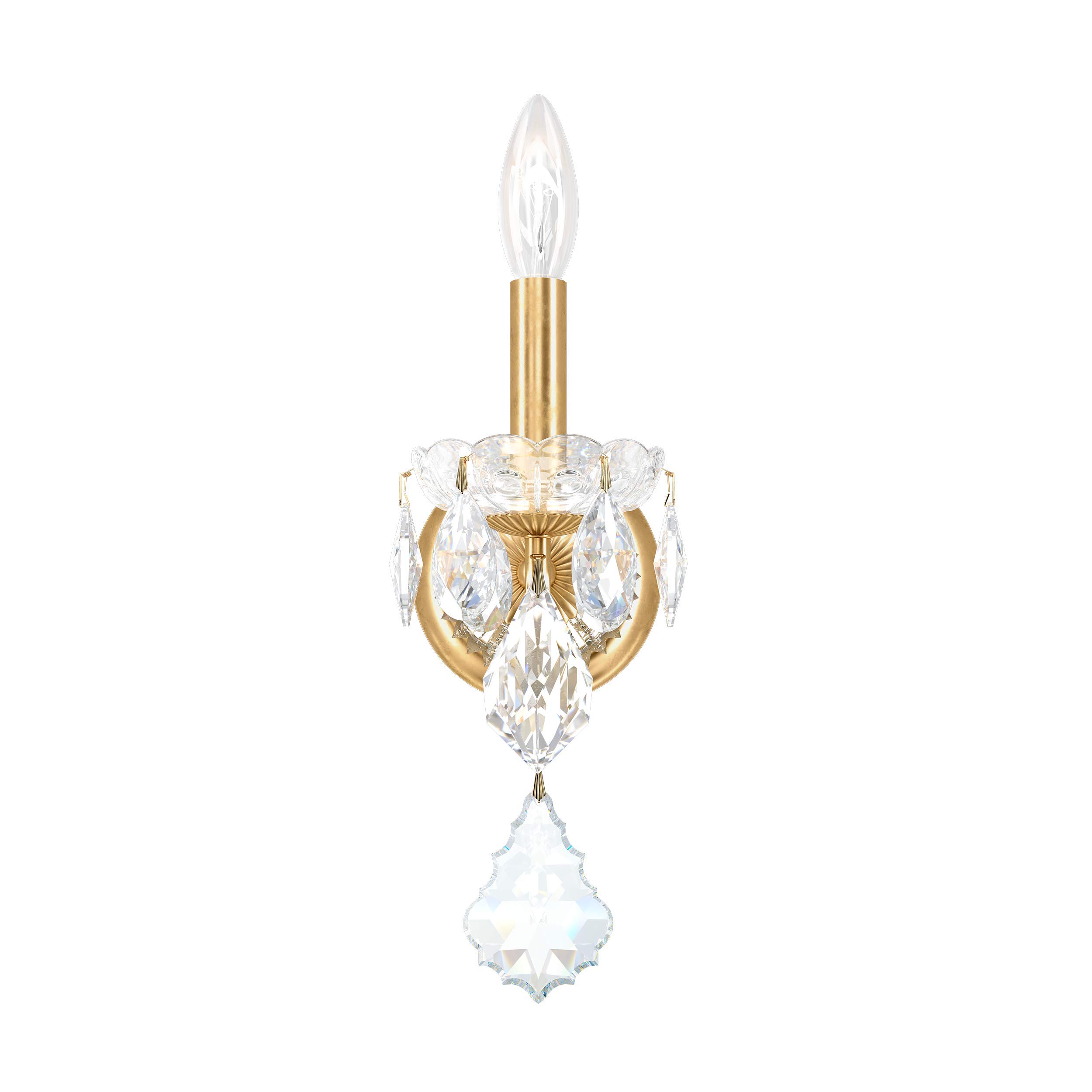 Century 1 Light Wall Sconce - Heirloom Gold Finish with Clear Heritage Handcut Crystals | Elegant Lighting for Living Room, Bedroom, Hallway & Entryway Decor