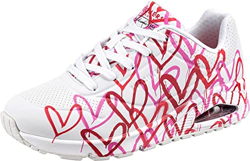 White W Red and Pink Heart Print Durabuck M
