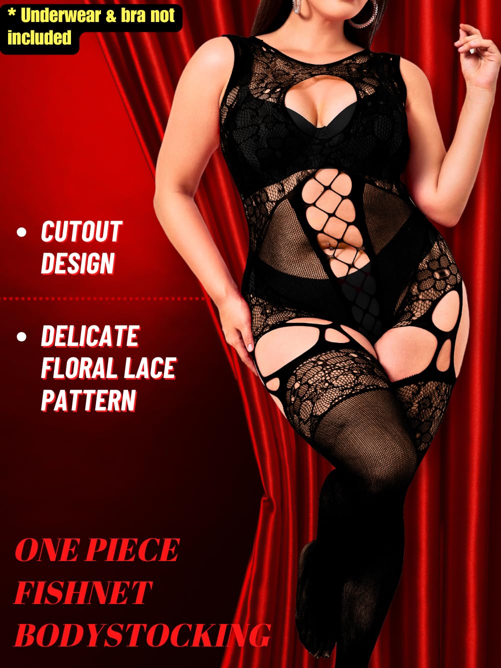 Plus Size Body Stockings for Women | Curvy BBW Lingerie | Sexy Fishnet Bodysuit for Exotic Dancers & Rave Parties | Perfect for Nightclubs, Halloween & Boudoir Photography