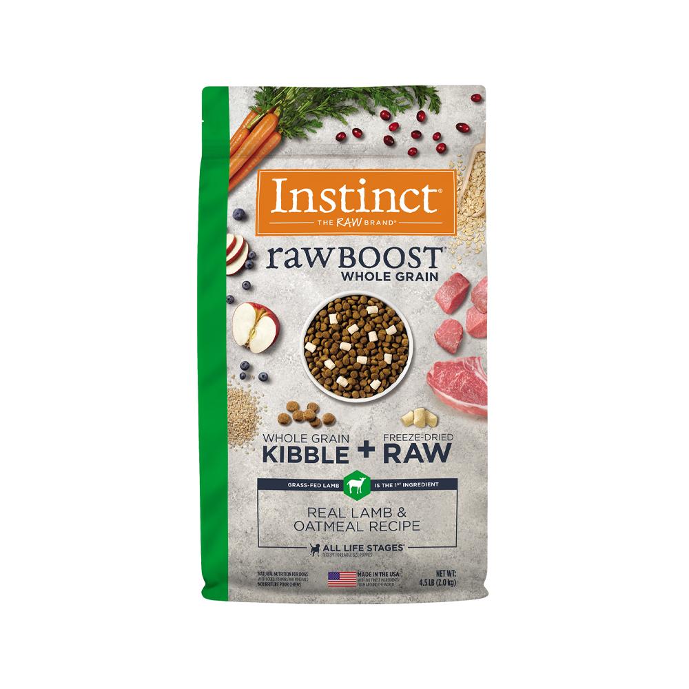 Raw Boost All Life Stages Whole Grain Kibble + Raw Dog Dry Food - Lamb & Oatmeal Recipe for Puppies, Adults & Senior Dogs - Perfect for Digestive Health & Sensitive Stomachs - Ideal for Daily Meals & Training Treats