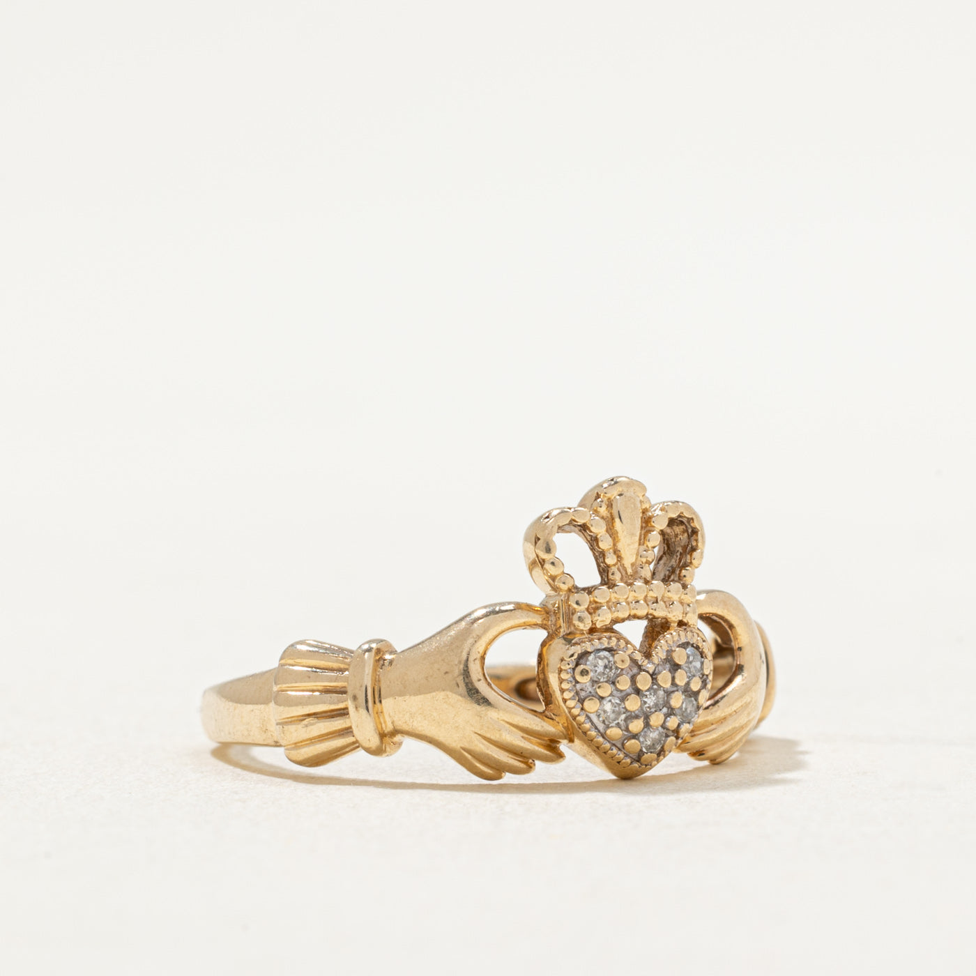 0.03ctw Cluster Diamond Claddagh Ring - Size 6.5 - Elegant Irish Wedding Band, Promise Ring & Anniversary Jewelry Gift for Women