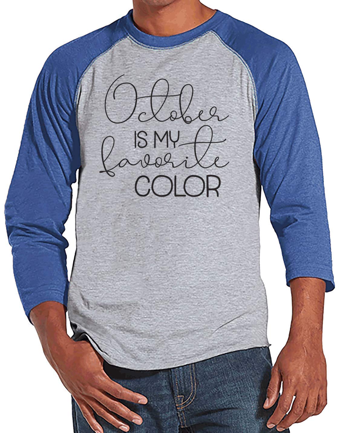 7 ate 9 Apparel Men's October is My Favorite T-Shirt - Casual Graphic Tee for Fall Season, Halloween Parties & Autumn Outings
