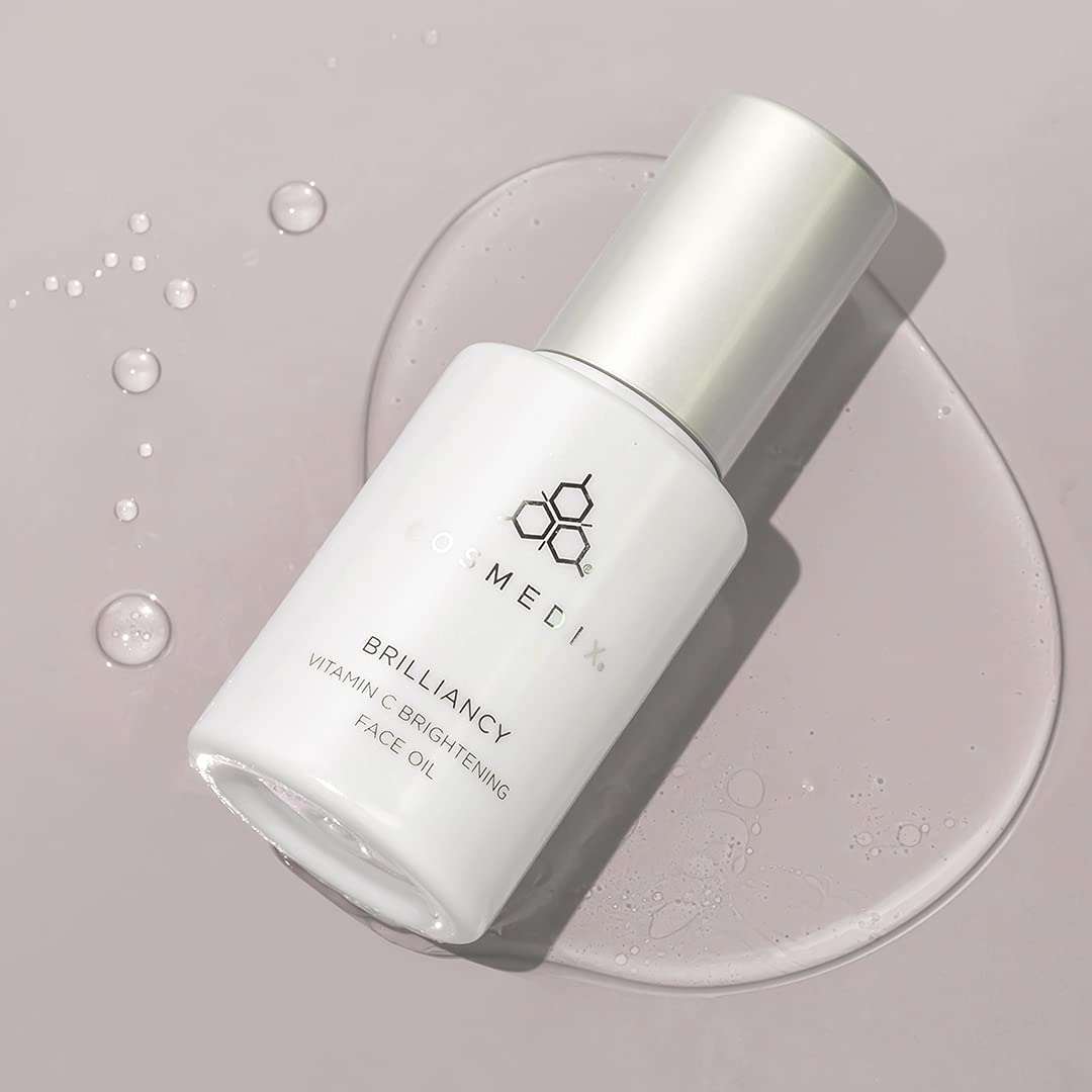 COSMEDIX Brilliancy Vitamin C Brightening Face Oil - AM/PM Hydrating Treatment with Sunflower Seed Oil & Elderberry Extract | Vegan, Gluten-Free, Cruelty-Free Skincare for Dullness & Uneven Skin Tone | Perfect for Morning & Nighttime Routine