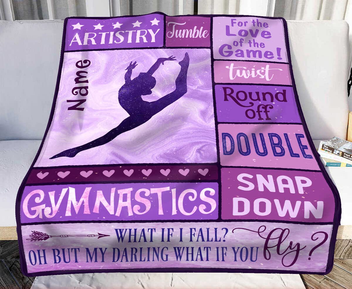 Custom Gymnastics Fleece Blanket - Personalized Gift for Gymnast Girls - Home & Training Use