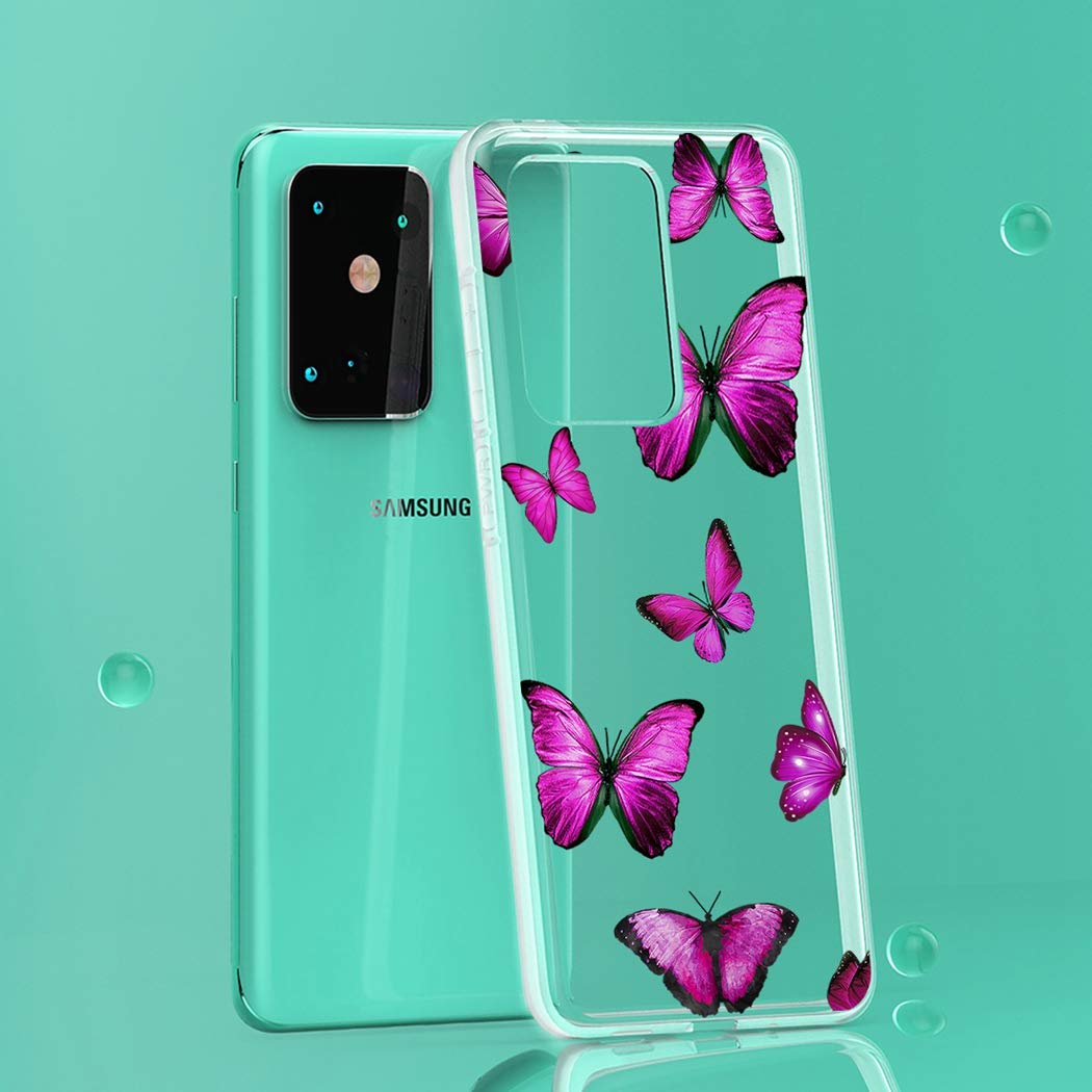 Cute Clear Slim Shockproof TPU Case for Samsung Galaxy S20 Ultra 5G - Soft Protective Phone Cover with Butterfly Design for Women & Girls | Perfect for Everyday Use, Work, and Travel