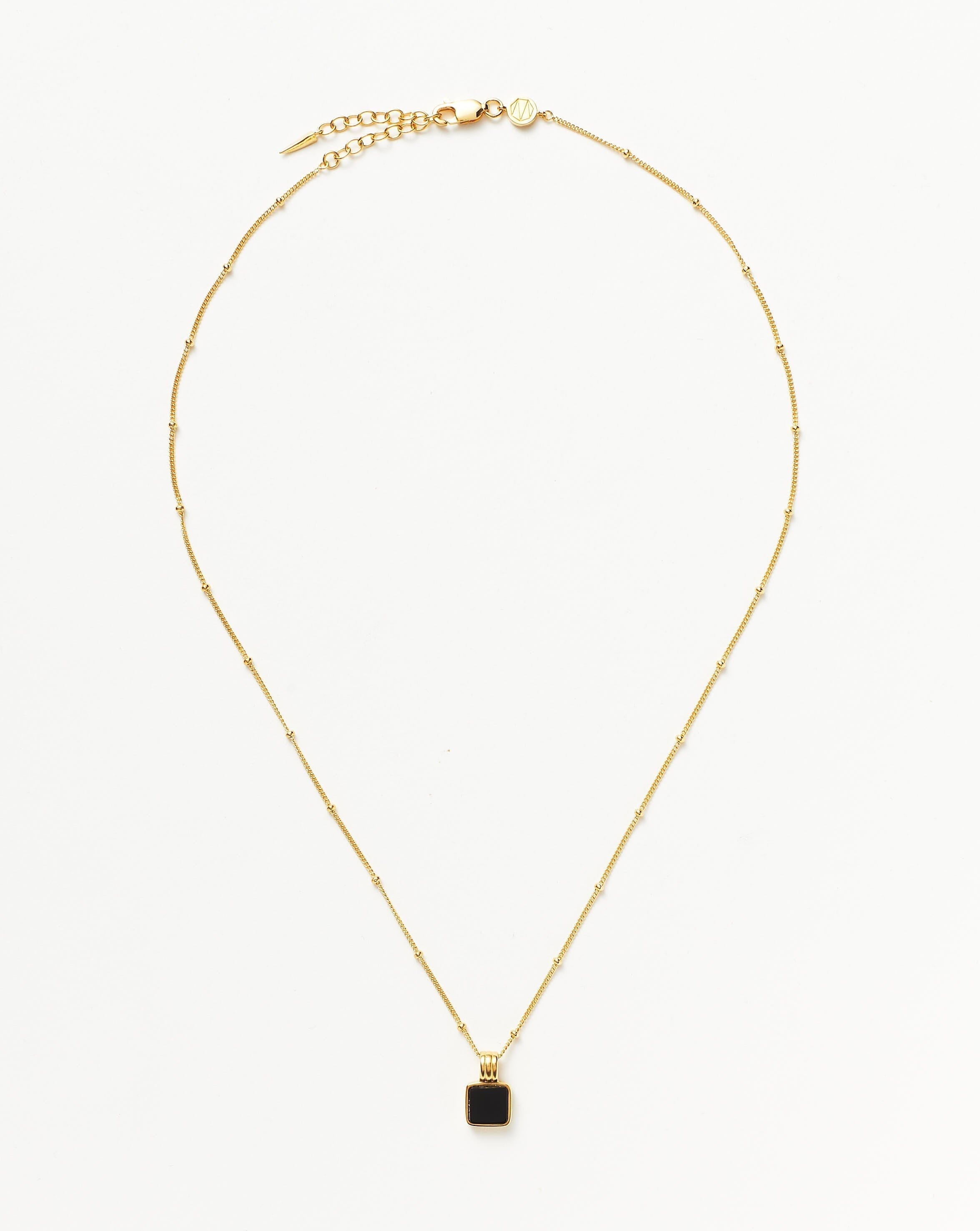 Lucy Williams Square Onyx Necklace - 18k Gold Vermeil & Black Onyx Pendant for Women | Elegant Layering Jewelry for Daily Wear, Office & Special Occasions