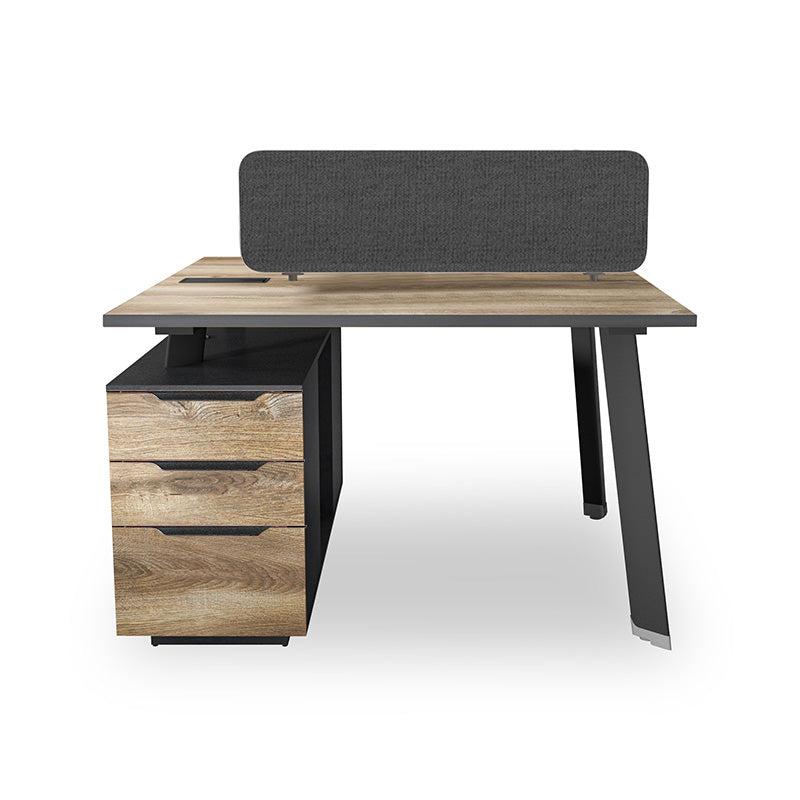 ARTO 2-Person Back to Back Workstation Desk with 2 Storage Cabinets - 1.2M Warm Oak & Black Finish - Perfect for Office, Home Workspace & Shared Workstations
