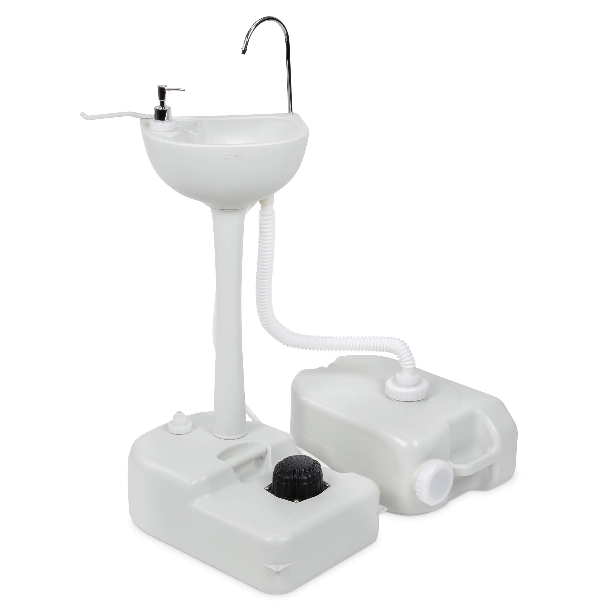 Hike Crew Portable Outdoor Foot Pump Camping Sink - Collapsible Hand Wash Basin with 5 Gallon (19L) Water Tank, Wheels, Soap Dispenser, Gooseneck Faucet & Towel Holder - Perfect for RV Trips, Camping, Travel, Worksites & Outdoor Adventures