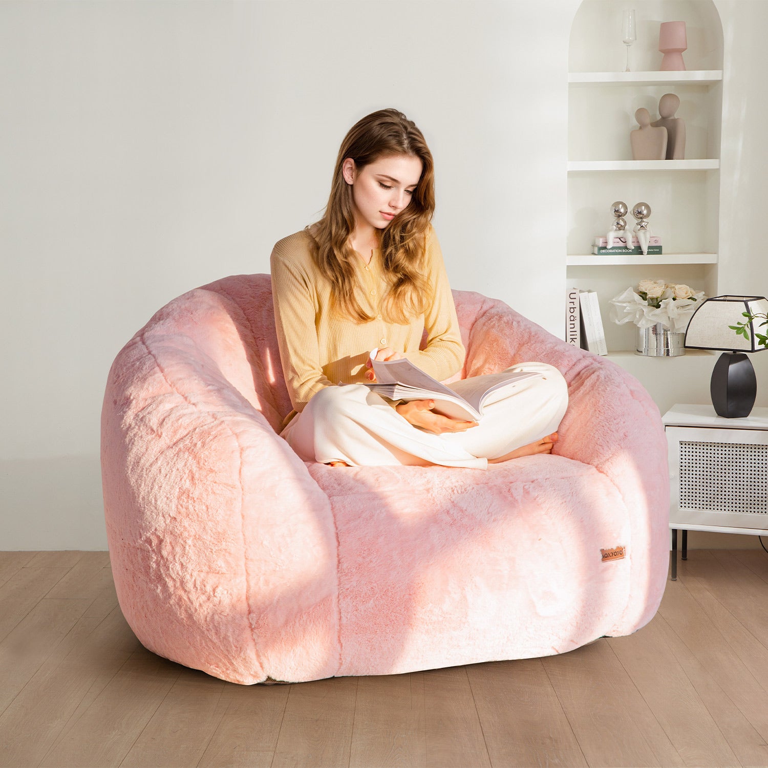 MAXYOYO Giant Bean Bag Chair - Oversized Faux Fur Shell Design with Premium Filler | Ultra Comfortable Lounge Chair for Living Room, Bedroom, Game Room & Dorm