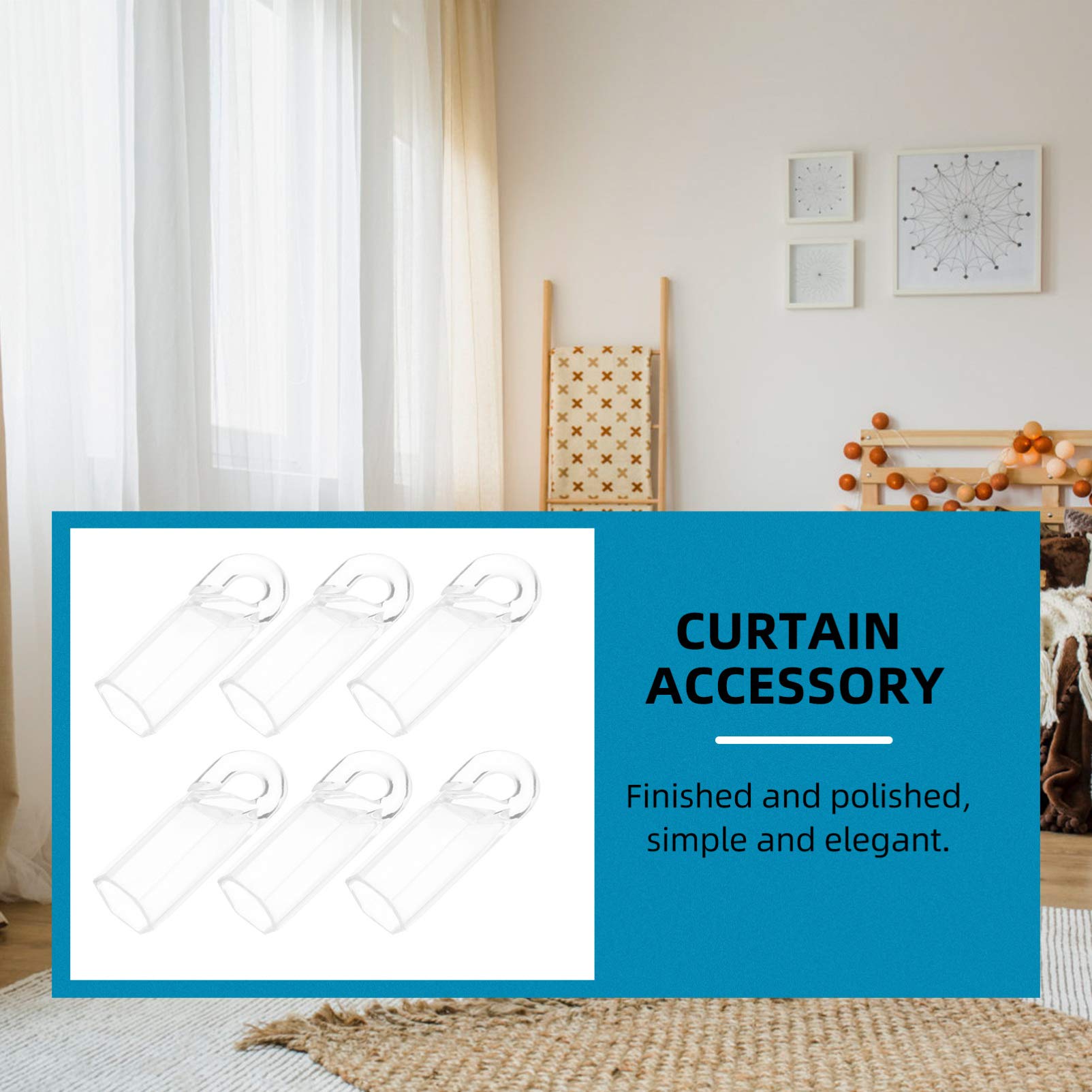 DOITOOL 20Pcs Curtain Hooks - Drapery Hooks for Valance & Venetian Blinds - Heavy Duty Plastic Retainer Clips for Home & Office Decor - Perfect for Hanging Sheer Curtains, Swags & Window Treatments