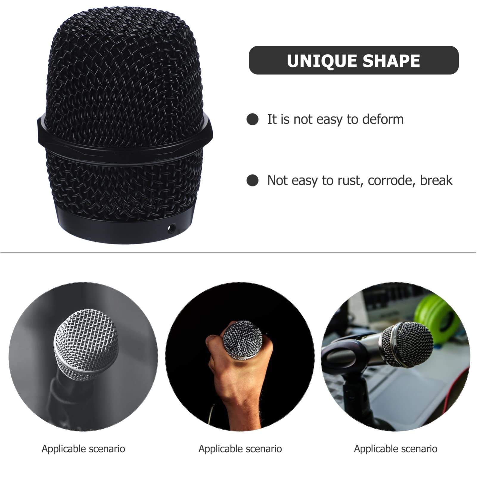 Replacement Microphone Grille Head Mesh Cover - Black Metal Mic Accessory Compatible with bs-/ - Mic | Perfect for Studio Recording, Podcasting & Live Performances