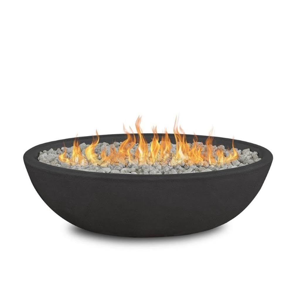 BOWERY HILL Modern Oval Propane Fire Pit Bowl for Outdoor Patio - Shale Gray Finish, Perfect for Backyard Gatherings, Camping & Garden Decor