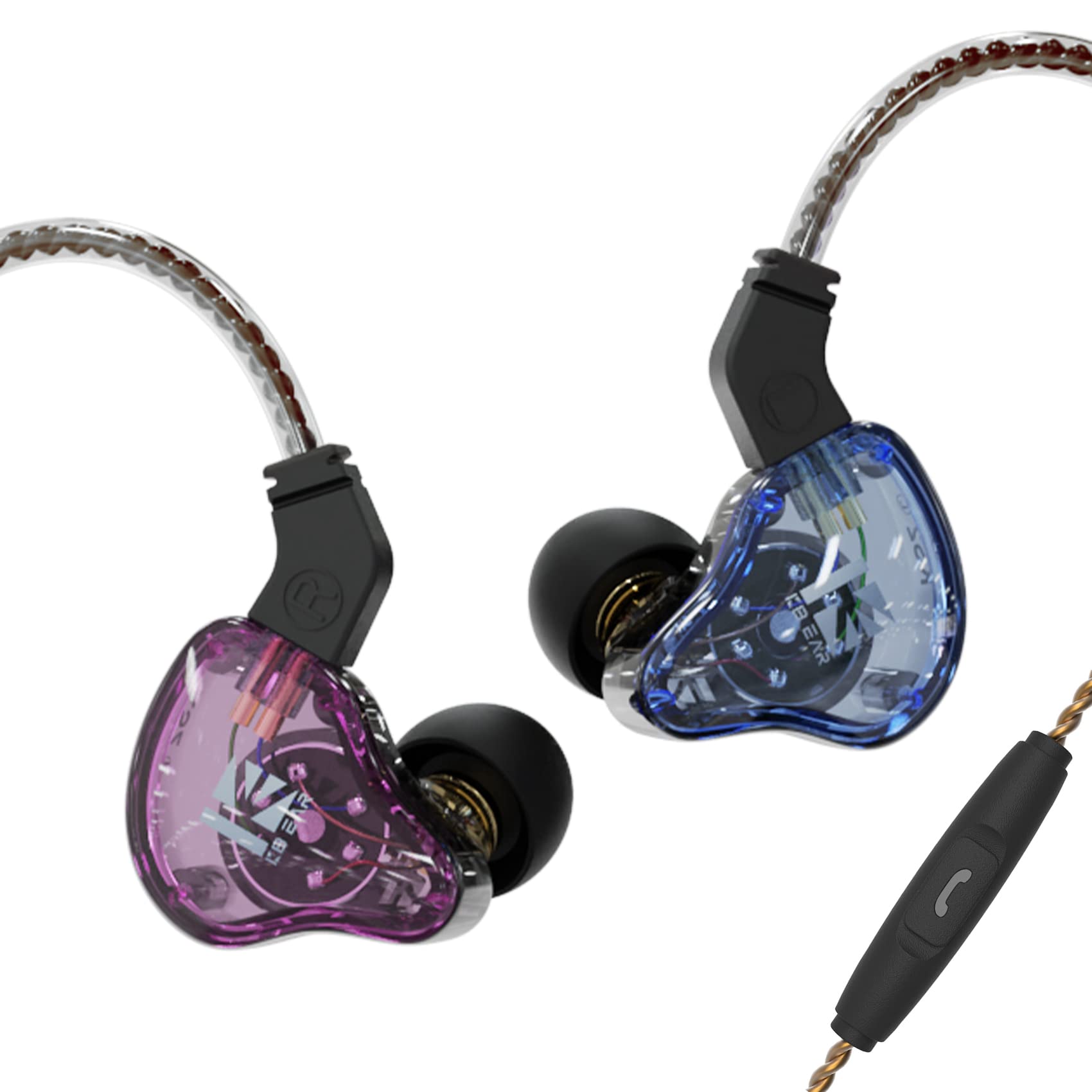 Kinboofi KBEAR KS2 HiFi Hybrid Stereo Wired In-Ear Monitors with Noise Cancelling - Detachable 2-Pin Cable & Built-in Mic (Blue) | Professional Audiophile Earphones for Musicians, Studio Recording & Sports Workouts