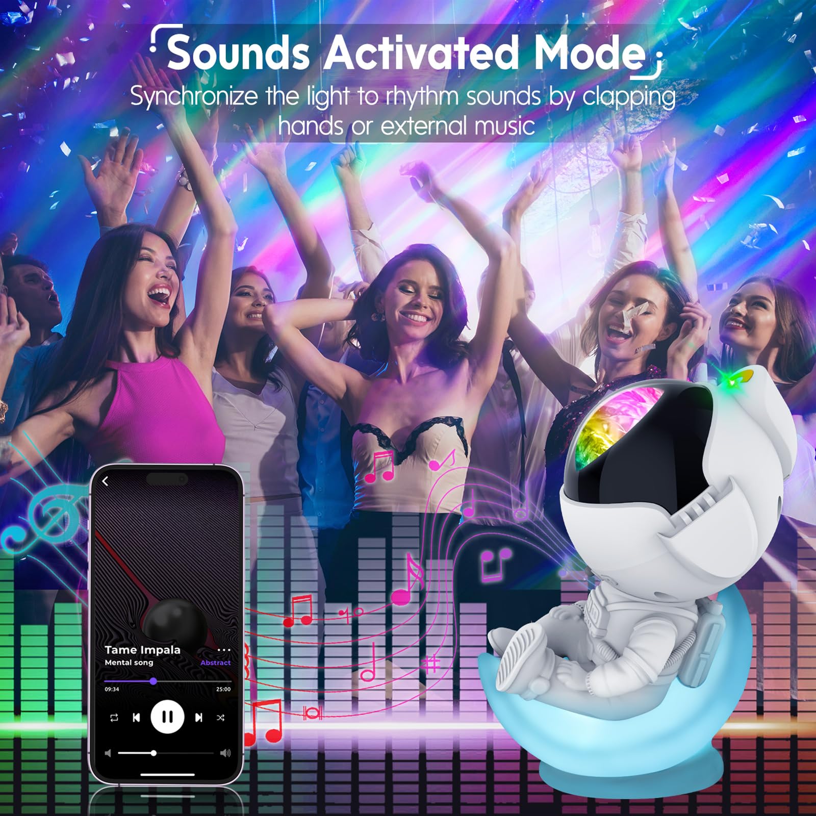 Rossetta Astronaut Projector - Galaxy Star Projector Night Light with Timer & Remote for Bedroom, Kids & Adults - Perfect for Room Decor, Christmas & Birthday Gifts - Create a Relaxing Space Ambience for Sleep, Meditation & Stargazing