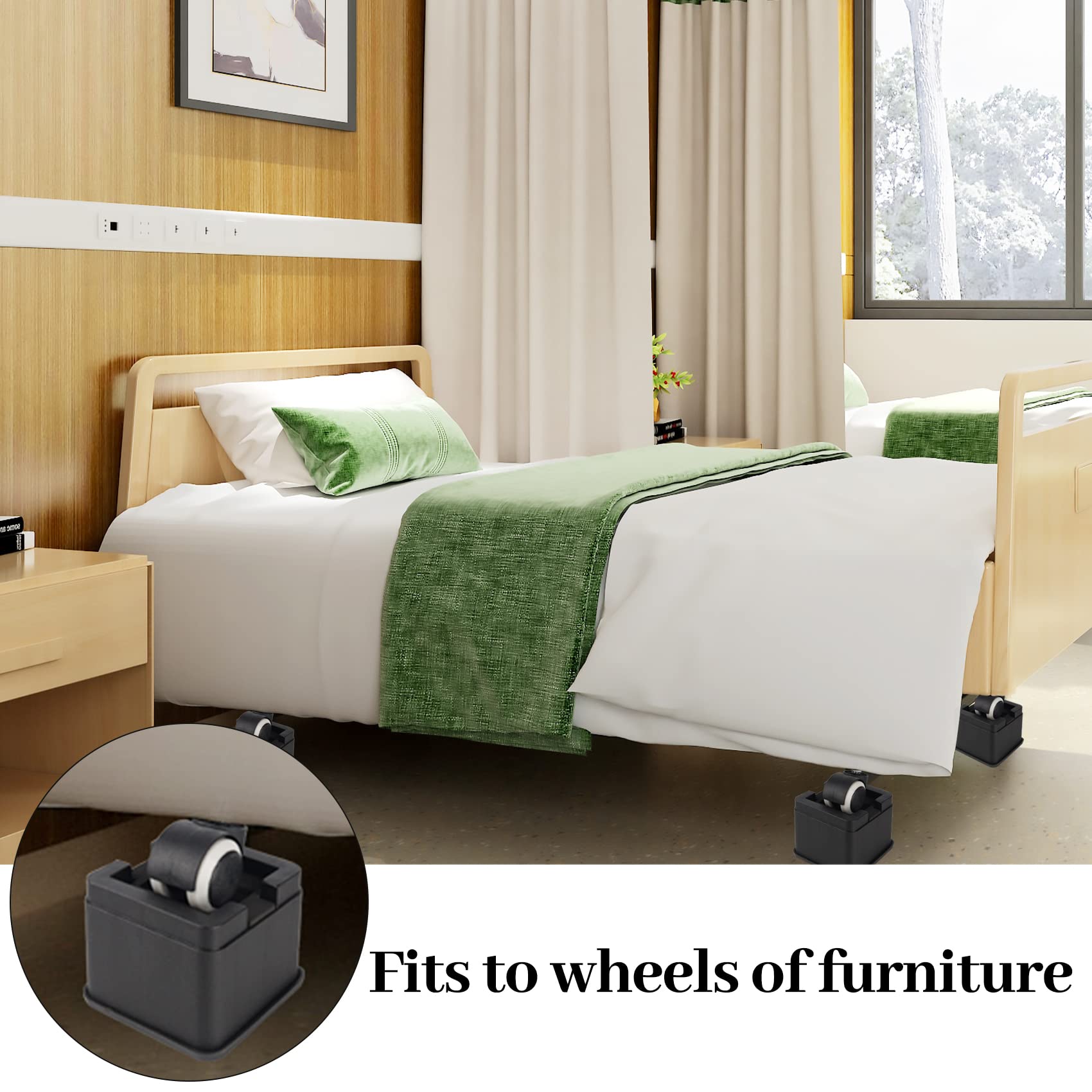 Joyclub 3 Inch Heavy Duty Bed Risers - Durable & Stackable Bed Lifts for Sofa, Table, Couch & Bed Frame - Fits Casters or Legs (4 Pack) - Perfect for Extra Storage Space & Room Organization