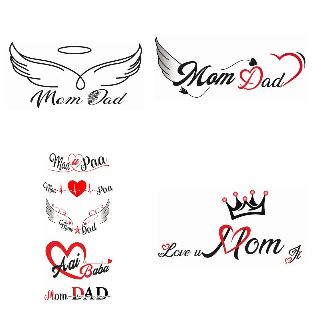 Ordershock Waterproof Temporary Tattoos for Men & Women - 4 Unique Designs Combo Pack - Perfect for Parties, Halloween, Cosplay & Body Art