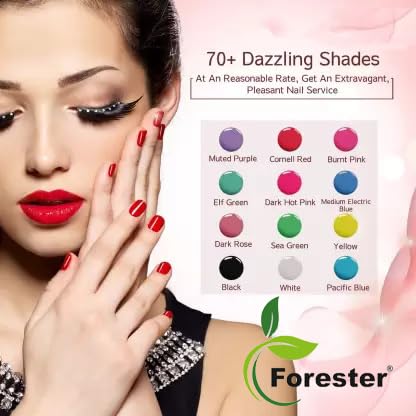Forester 6 Premium Multicolor Nail Polish Set - 6 Bottles (6ml Each) with Glossy Finish, Vegan & Cruelty-Free Gel Nail Paint - Quick-Drying, Chip-Resistant, Long-Lasting - Perfect for Manicures, Pedicures, Nail Art & Salon Use