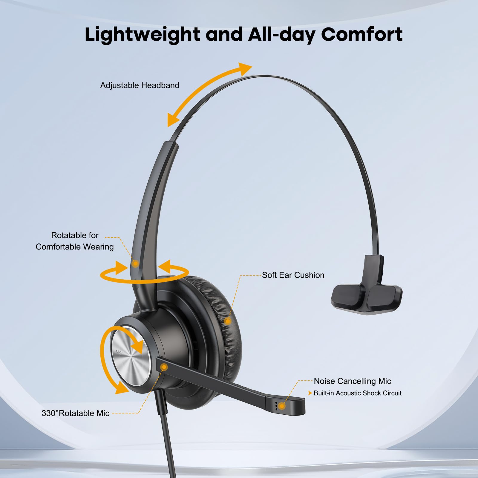 2.5mm Noise Canceling Telephone Headset with Microphone - Compatible with Panasonic KX-TGF380M, KX-TGFA50, KX-TPA65, KX-DT546, Cisco SPA303G, 525G, Uniden, AT&T, Vtech CS6114 - Ideal for Call Centers, Offices, and Remote Work