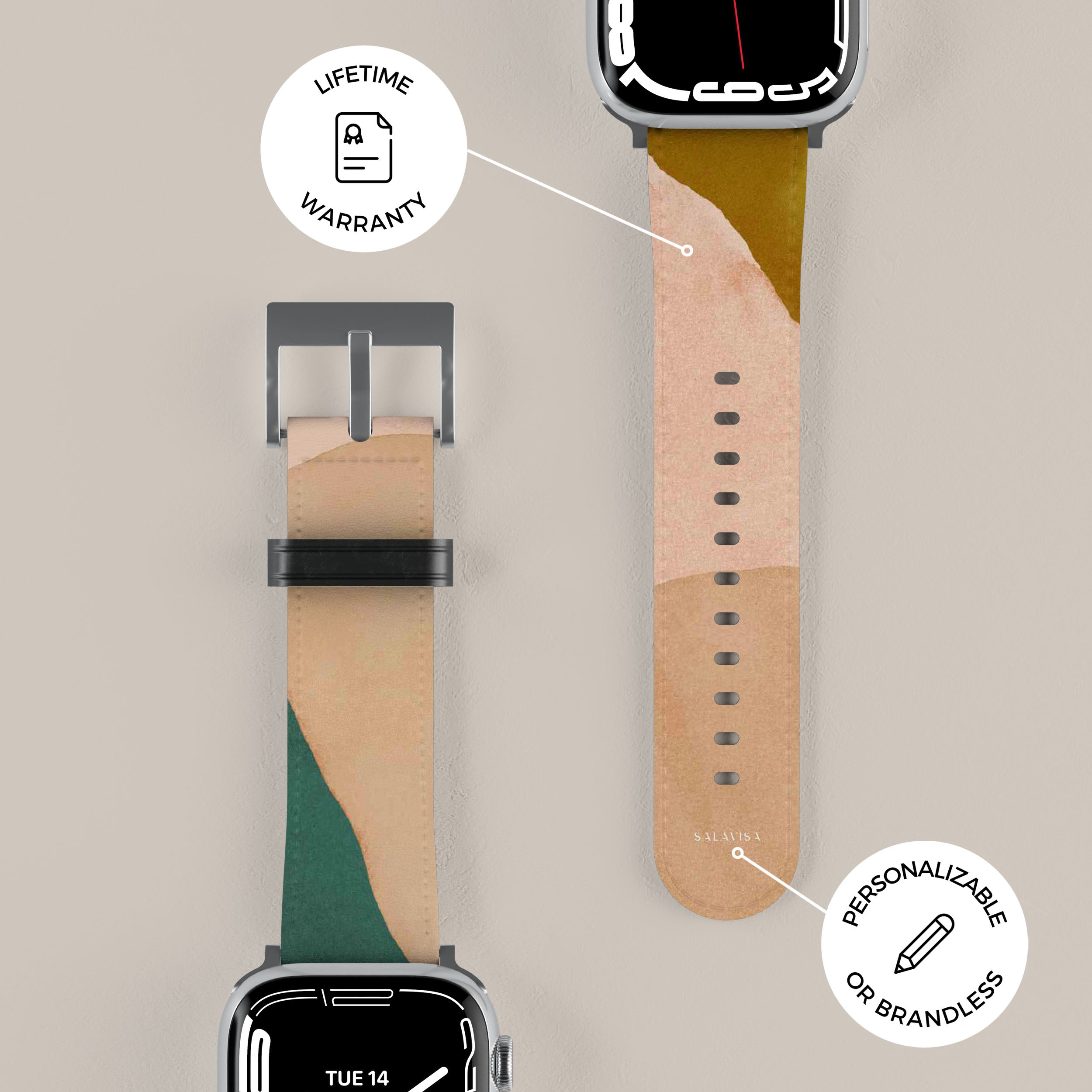 Beige Canvas Apple Watch Band - Soft & Durable Replacement Strap for Apple Watch Series 1/2/3/4/5/6/7/8/SE - Perfect for Workouts, Running & Everyday Wear