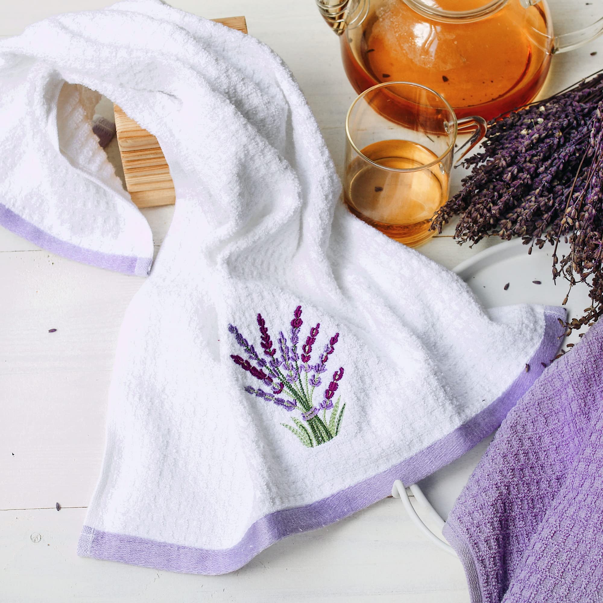**Ultra Soft & Super Absorbent Cotton Kitchen Towels (24x16 Inches) – Natural Dish Towels Set of 2, Lavender – Perfect for Drying Dishes, Cleaning Countertops & Decor**