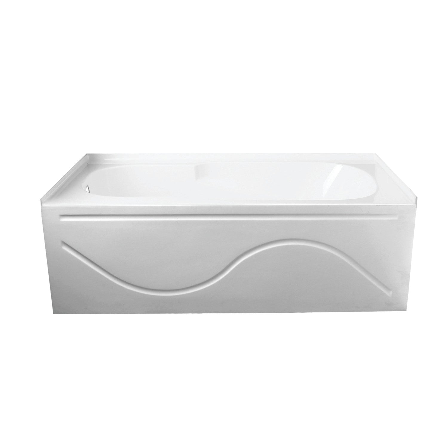 Aqua Eden VTAP603216L 60 Inch Acrylic Rectangular 3-Wall Alcove Bathtub with Anti-Slip Surface & Left Drain - Glossy White for Modern Bathroom & Spa Relaxation
