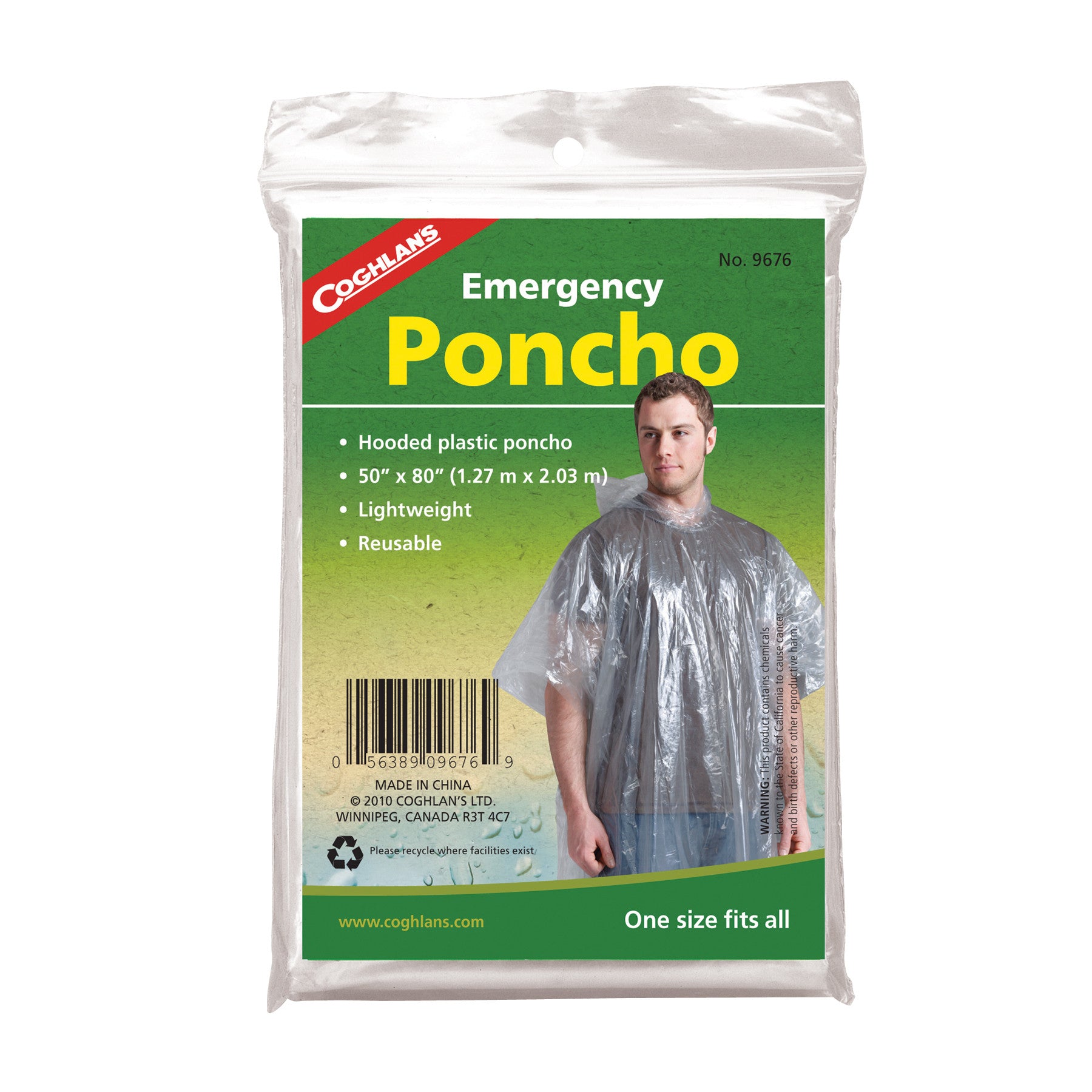 Coghlan's Emergency Poncho Clear - Waterproof Rain Poncho for Hiking, Camping & Outdoor Activities - Compact & Lightweight for Travel & Survival Kits