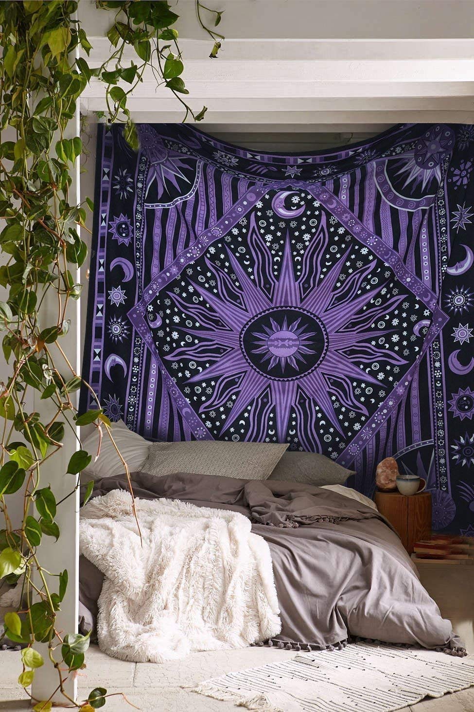 Celestial Tie Dye Moon Tapestry - Boho Wall Hanging for Bedroom & Dorm Decor