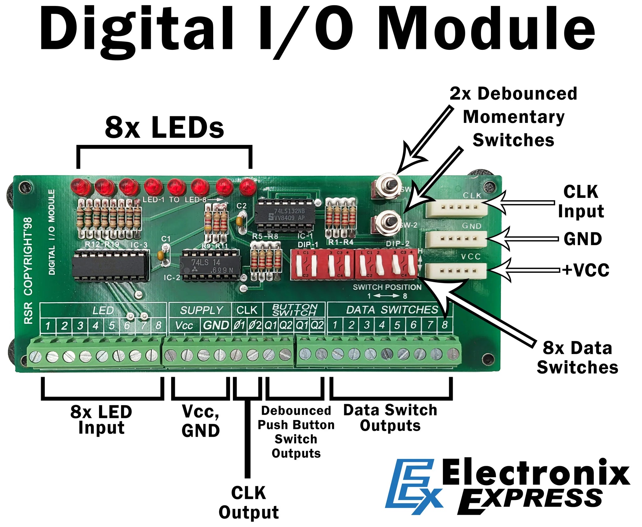 Digital I/O Module for Arduino & Raspberry Pi - 16-Channel Input/Output Board for Circuit Experimentation, Prototyping & STEM Projects | Perfect for DIY Electronics, Robotics & Home Automation