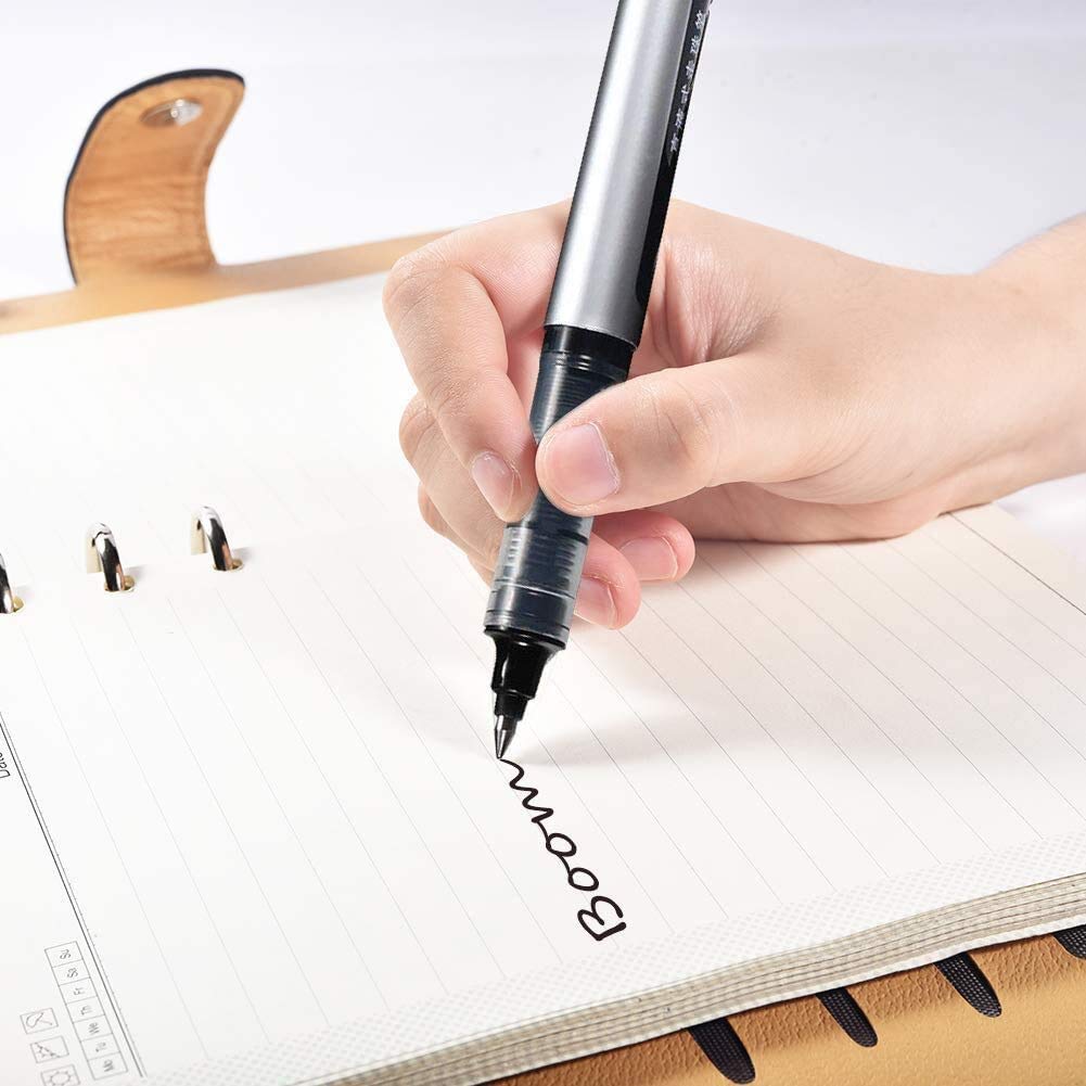 GXR 12-Pack 0.5mm Extra Fine Point Liquid Ink Rollerball Pens - Quick-Drying Black Ink for Smooth Writing - Perfect for Office Work, School Notes, Journaling & Everyday Use