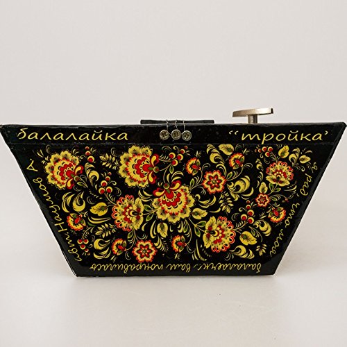 Balalaika Music Box 'Winter Troika' - Handcrafted Russian Folk Musical Gift Box in Black | Perfect for Christmas Decor, Holiday Gifts & Slavic Home Decor