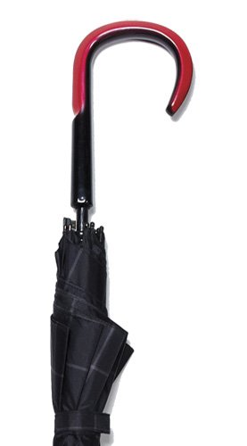 Concord Black Plaid Umbrella with Red Pearl Handle - Stylish Rain Protection for Women & Men, Perfect for Outdoor Events, Commuting, and Fashion Accessory