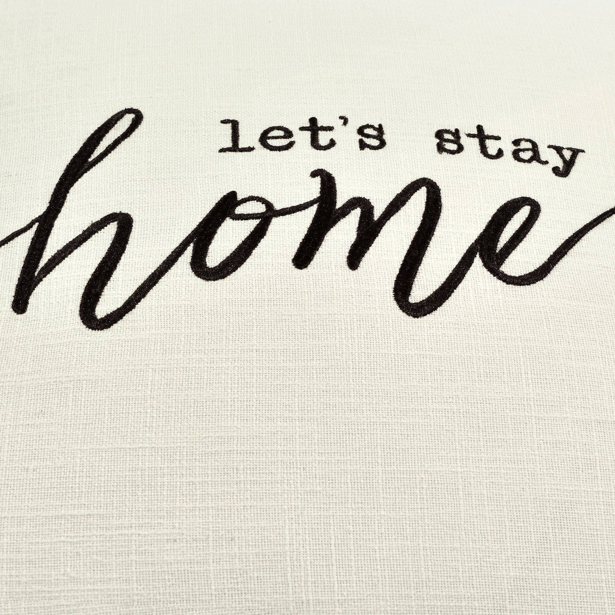 Let's Stay Home Script Decorative Pillow Cover - Cozy Farmhouse Style Cushion Case for Sofa, Bed & Nursery - Perfect for Home Decor, Gift Giving and Relaxation