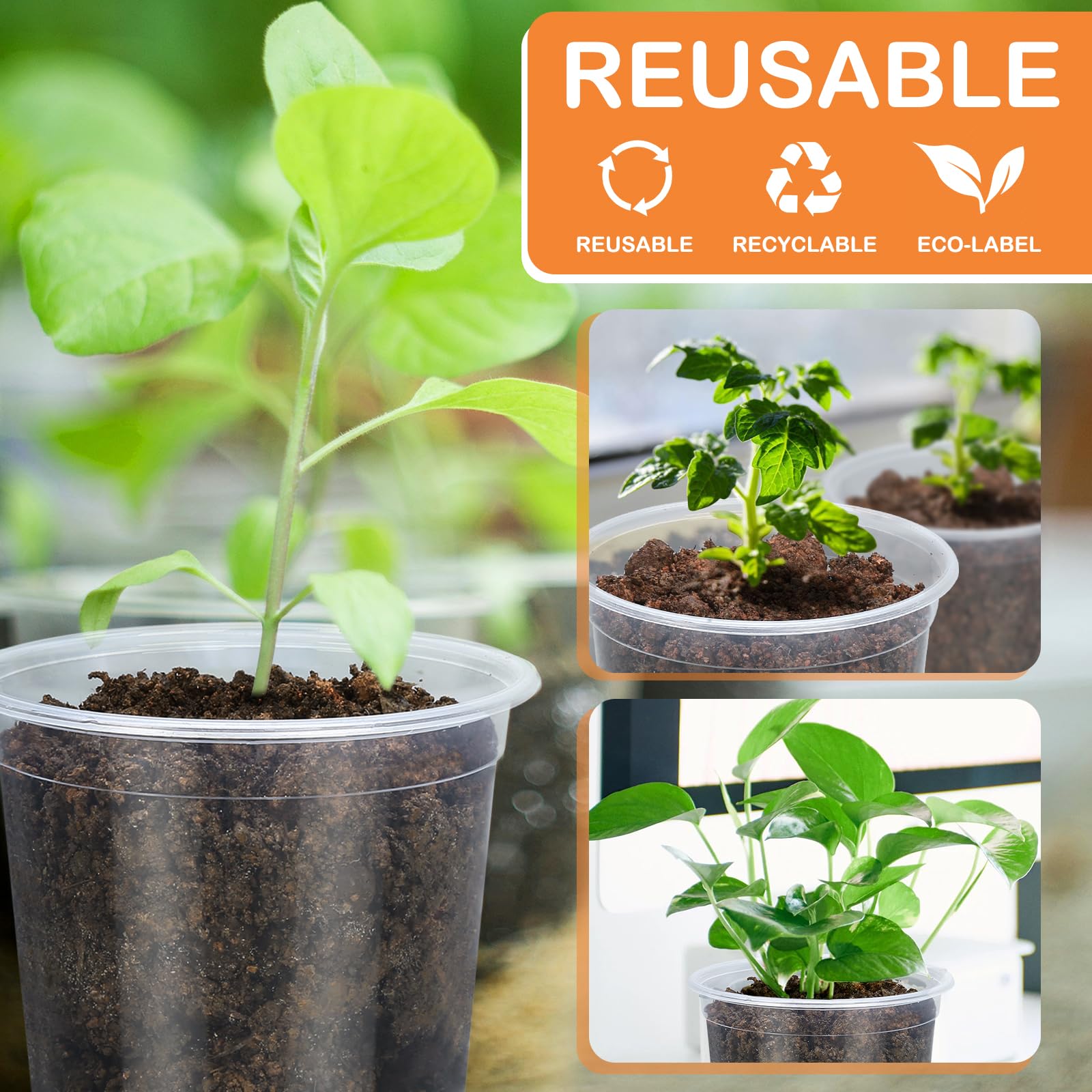 45 Pack 7/6/5/4/3 Inch Clear Plastic Plant Pots with Drainage Holes - Transparent Nursery Pots Variety Pack for Indoor Outdoor Plants, Seed Starting, Herb Garden & Succulent Containers - Flexible Garden Pots for Home Decor, Balcony & Greenhouse Use