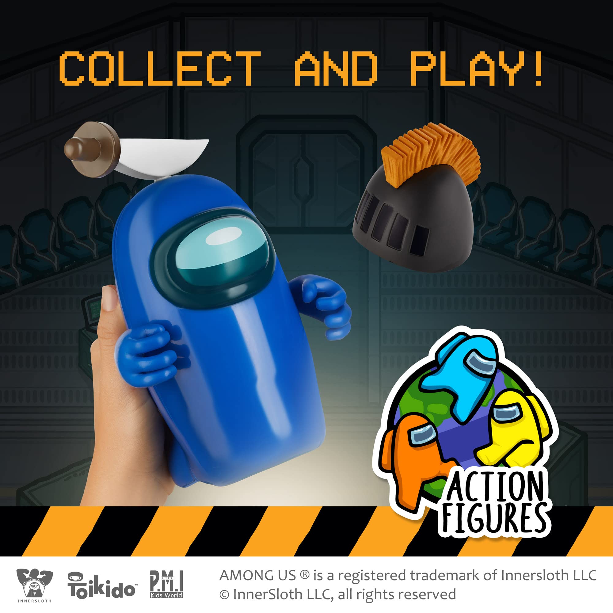 P.M.I. Among Us Action Figure - 6.7-Inch Collectible Character with Blue Ghost, Chop-Chop Knife Hat & Hidden Features | Playable Mini Toy for Kids & Fans | Perfect for Game Nights, Birthday Gifts & Collector Displays