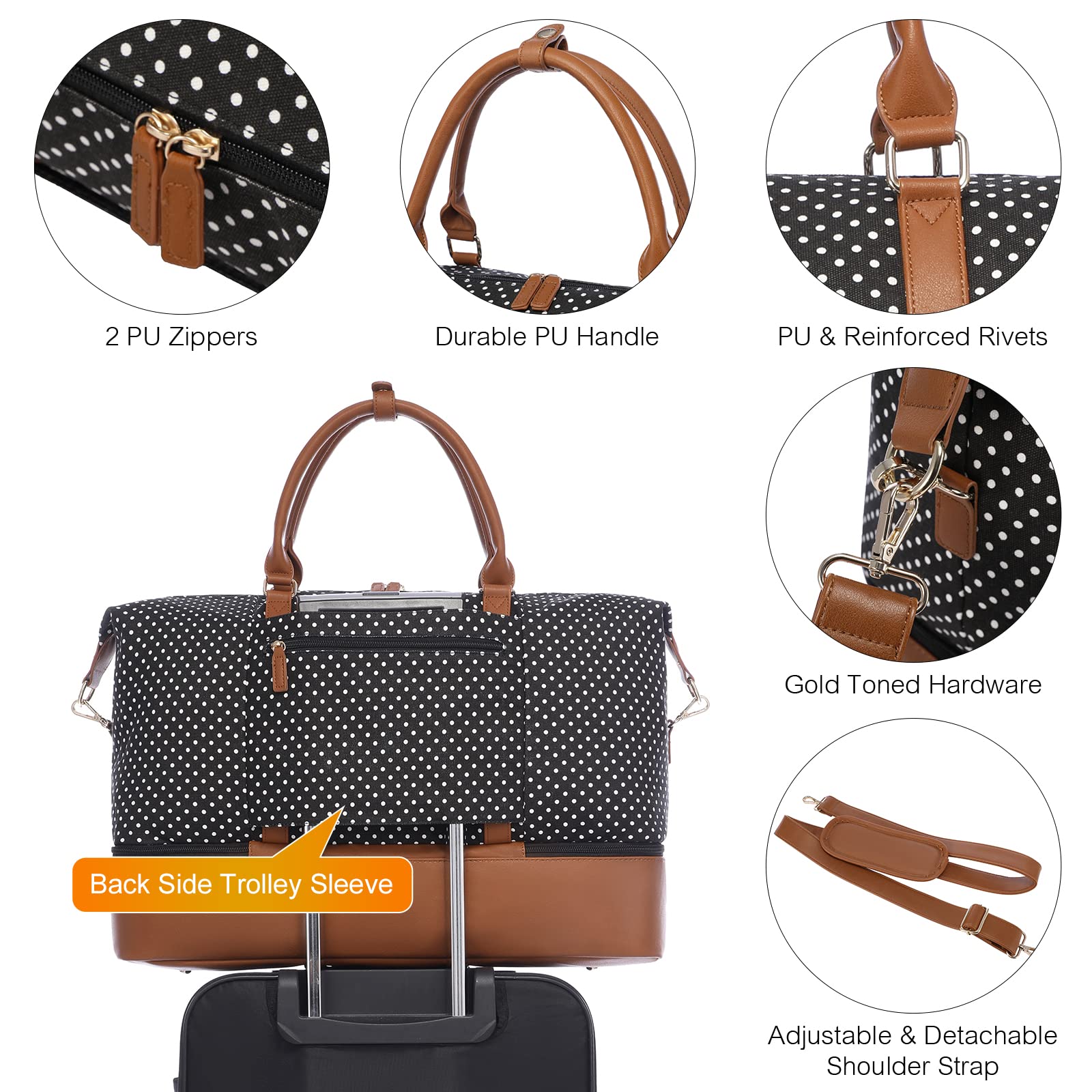 Stylish Canvas Weekender Bag for Women - Spacious Travel Duffle with Shoe Compartment & Toiletry Pouch - Perfect Carry-On Gym Bag for Weekend Getaways, Hospital Visits, and Labor Delivery | Ideal for Travel, Workouts, and Overnight Stays