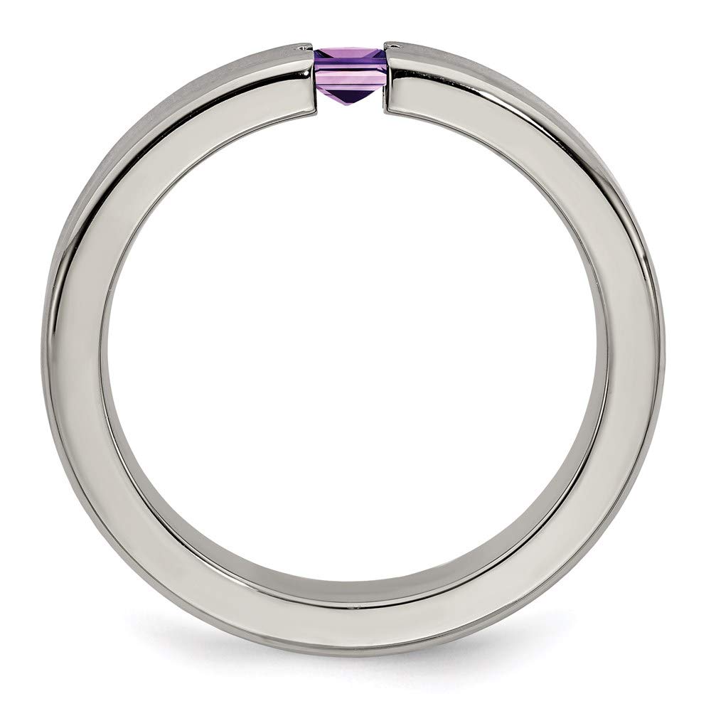 4mm Titanium Satin Amethyst Wedding Band Ring for Women - Elegant Bridal Engagement Jewelry, Perfect Gift for Her - Ideal for Proposals, Anniversaries & Special Occasions