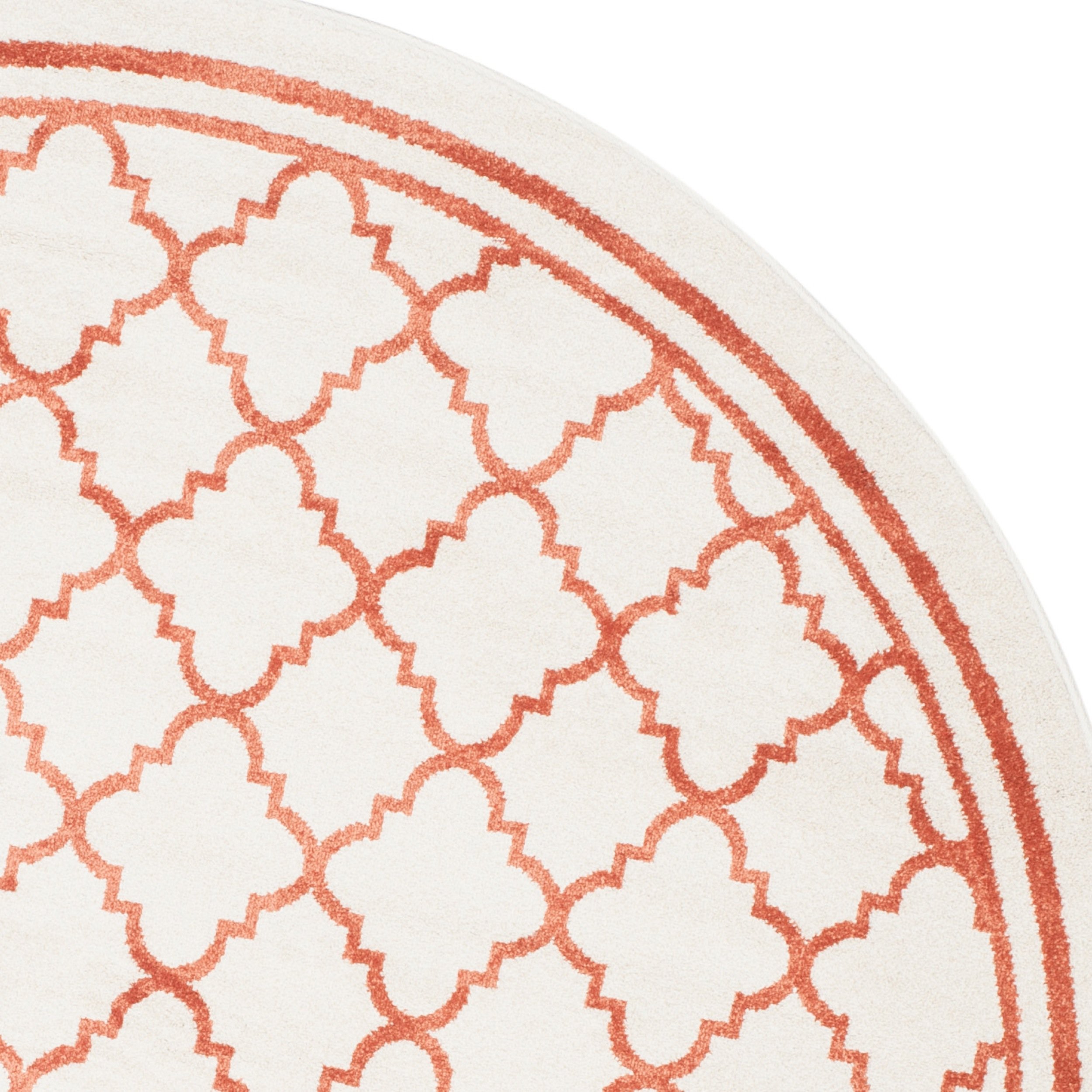 SAFAVIEH Amherst Collection 7' Round Beige & Orange Moroccan Trellis Area Rug - Non-Shedding, Soft & Durable for Dining Room, Living Room, Bedroom or Entryway Decor | Perfect for Home, Office & High-Traffic Areas