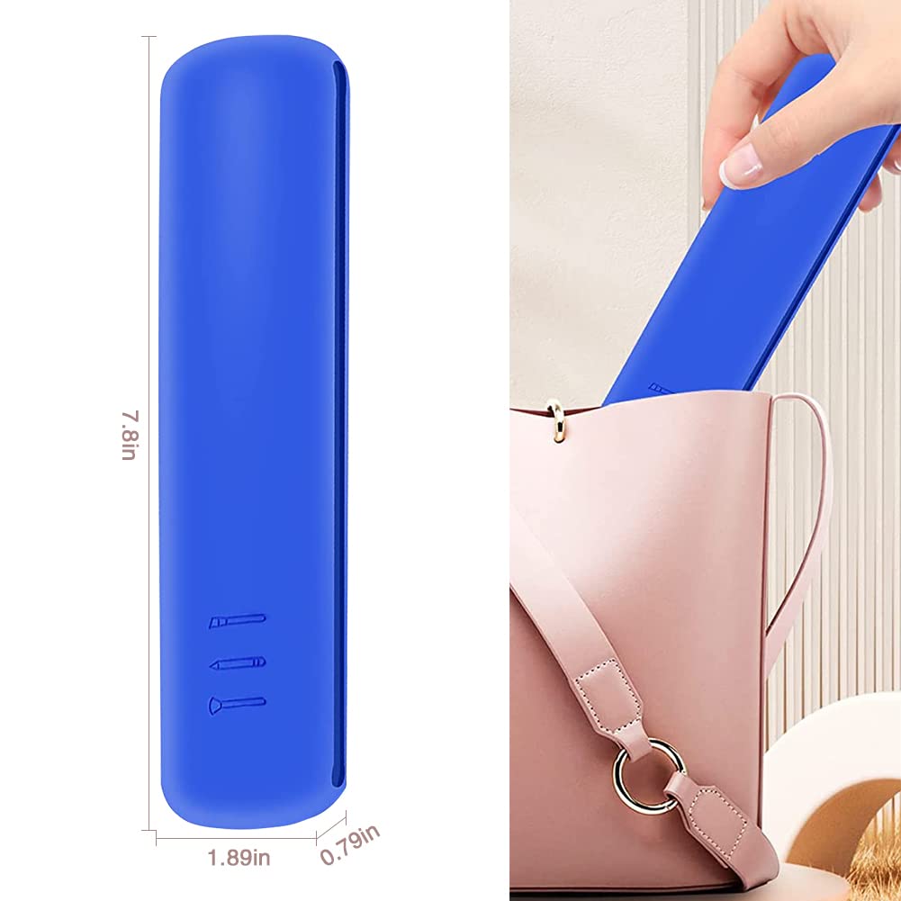 **Silicone Travel Makeup Brush Holder - Reusable Portable Makeup Brush Case with Dustproof Cover, Soft & Sleek Organizer for Brushes (Blue) | Perfect for Travel, Gym, and On-the-Go Makeup Touch-Ups**