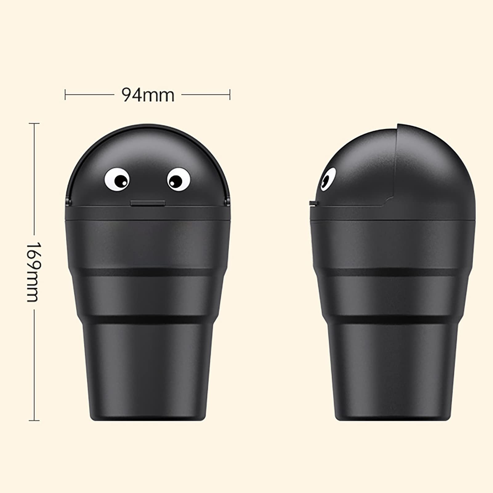 Leakproof Car Trash Can with Swing Lid - Mini Automotive Garbage Bin for Vehicles, Home & Office - Portable Desktop Waste Basket for Kitchen, Vanity, Bedroom & Bathroom (Black) | Perfect for Road Trips, Daily Commute & Home Organization