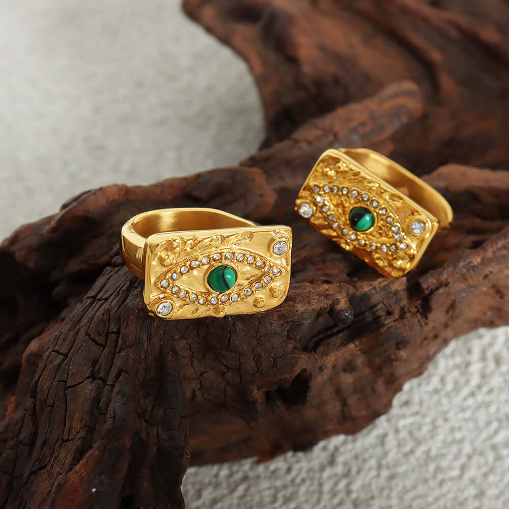 18K Gold Evil Eye Turkish Thumb Ring for Women - Elegant Cocktail Statement Ring (JDR002) | Perfect for Parties, Weddings & Boho Fashion
