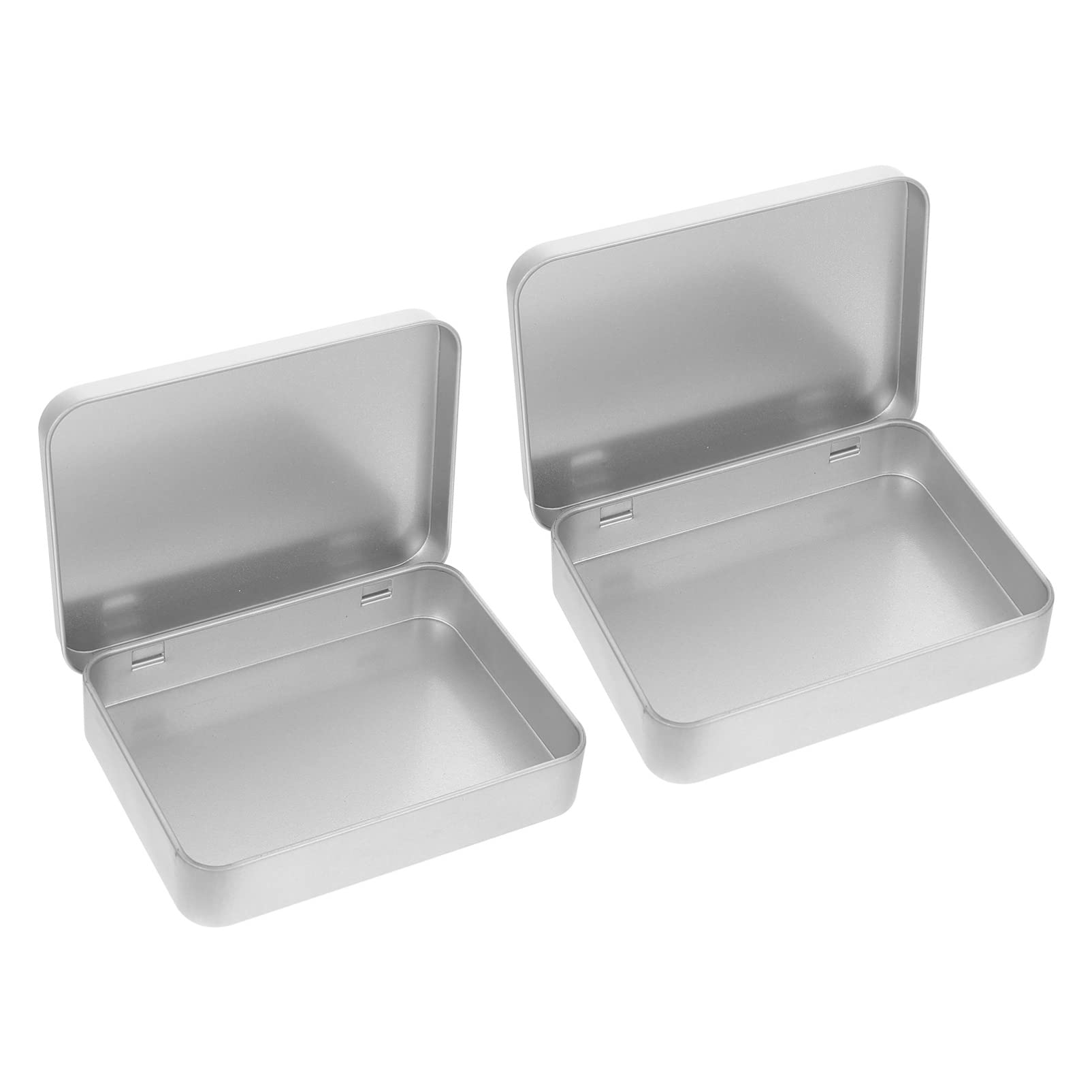 Homoyoyo 2-Pack Metal Rectangular Candy Storage Tin Box with Hinged Lid - Empty Food Container for Watercolor, Jewelry, Makeup, Pills & Crafts | Perfect for Home, Office & Travel Organization