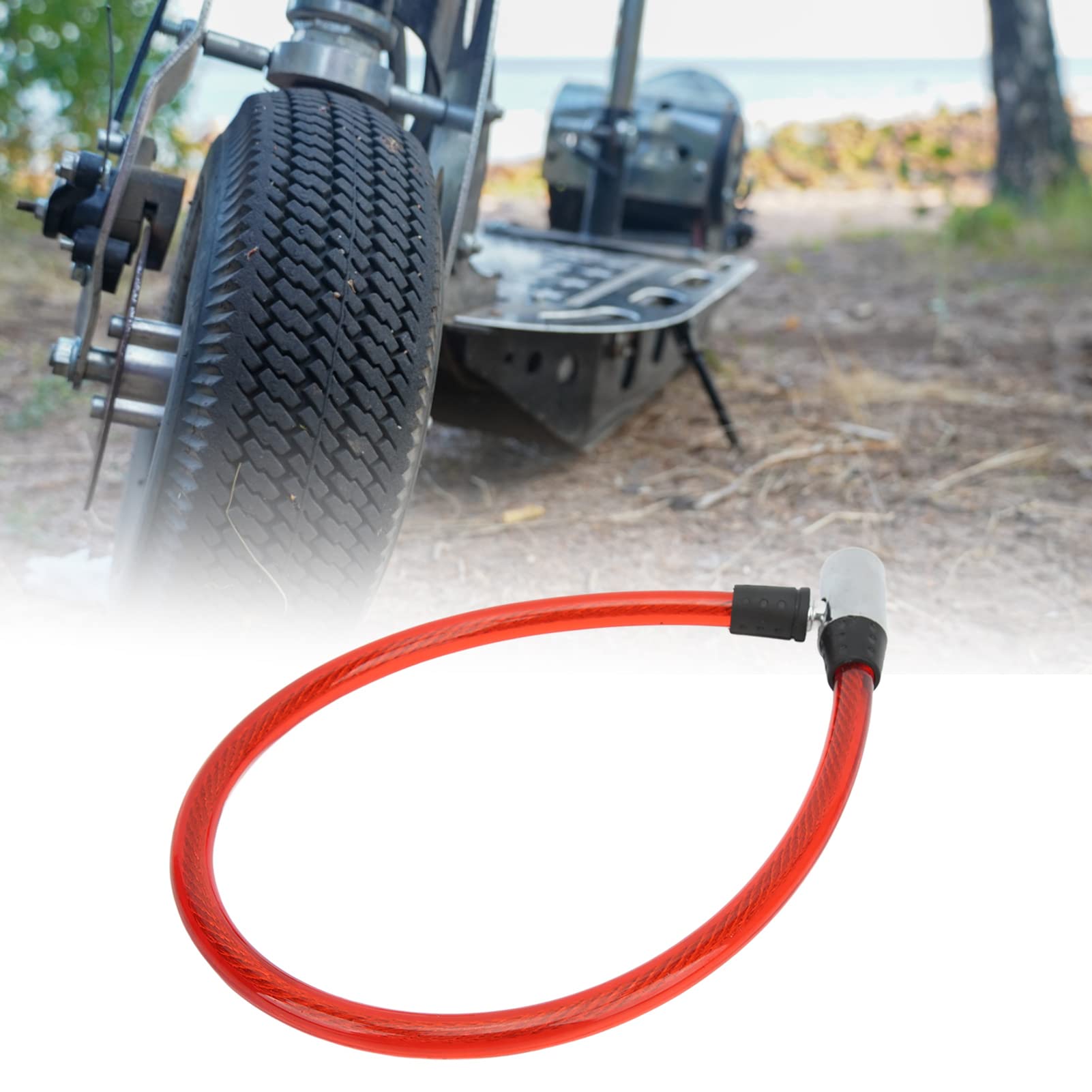 Heavy Duty Bike Lock Cable - 5ft Steel Wire Bicycle & Motorcycle Security Lock with Keys | Anti-Theft Protection for Bikes, Scooters, Gates & Fences | Outdoor Cycling, Commuting & Parking Safety (Red)