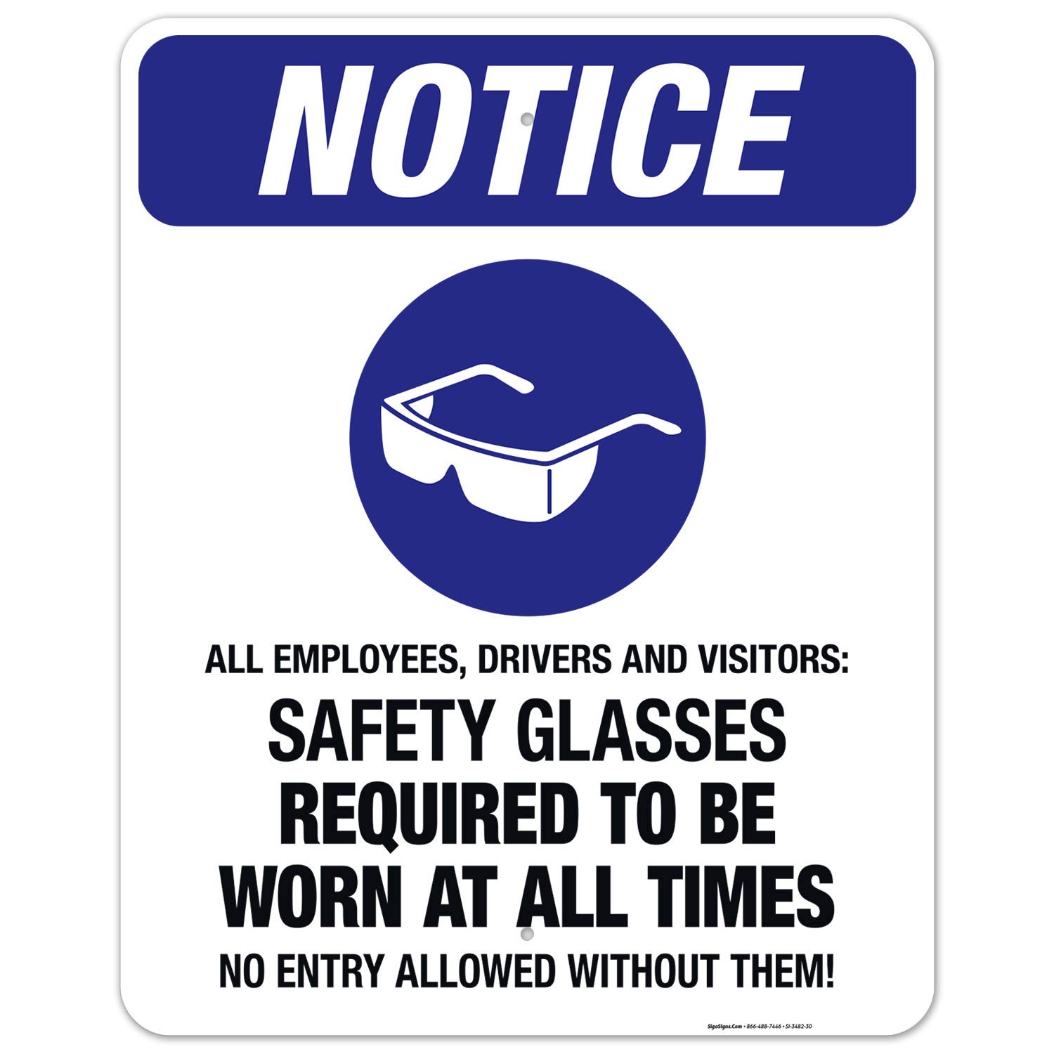 OSHA Compliant Safety Glasses Sign - 24x30 Inch Rustproof Aluminum Workplace Safety Sign | Durable Indoor/Outdoor Use for Construction Sites, Factories & Industrial Areas | Made in USA | Ideal for Hazard Zones, Warehouses, Manufacturing Facilities & Employee Safety Awareness