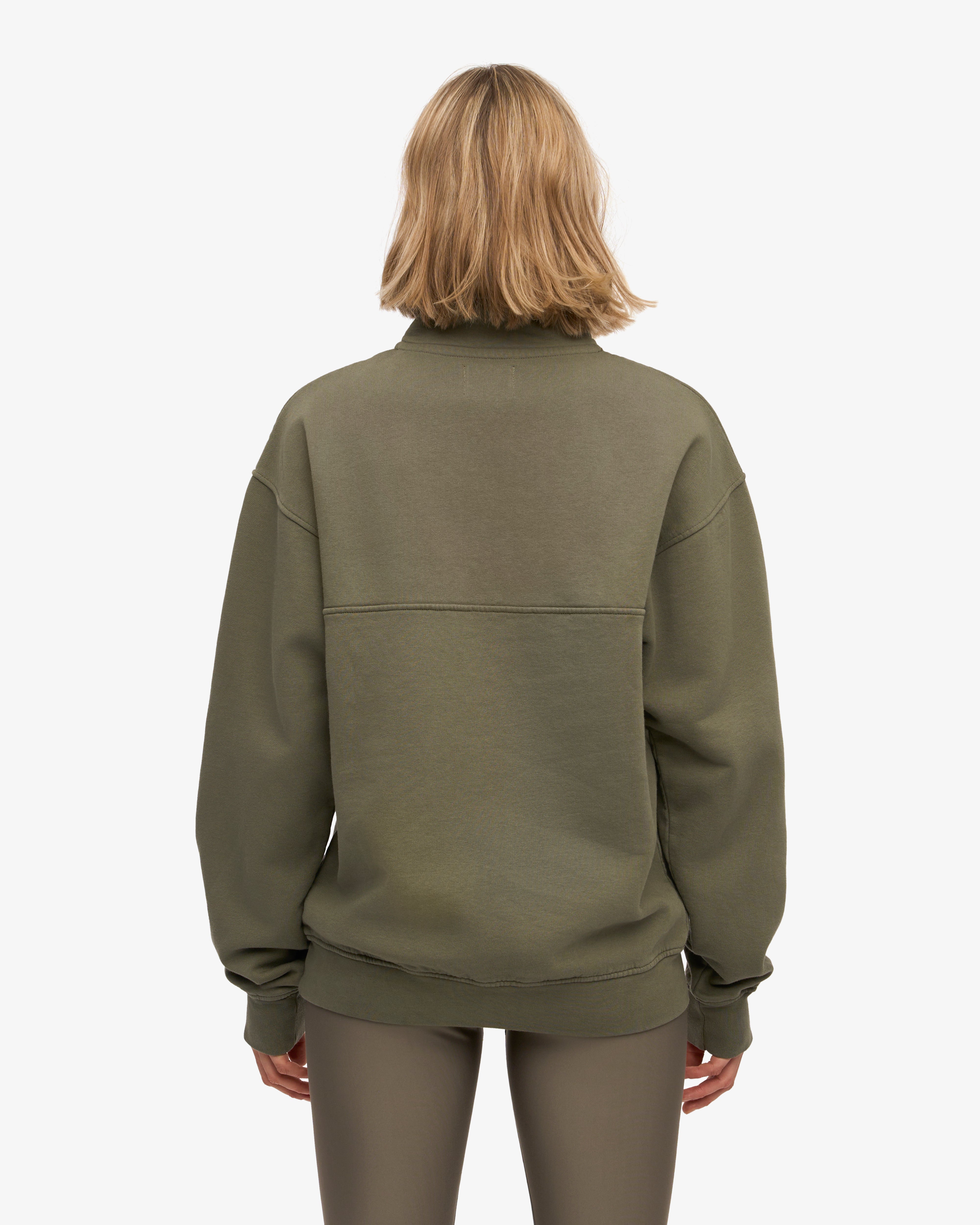 Organic Quarter Zip Sweatshirt for Men - Soft & Comfortable Dusty Olive Pullover - Perfect for Casual Wear, Outdoor Activities & Layering