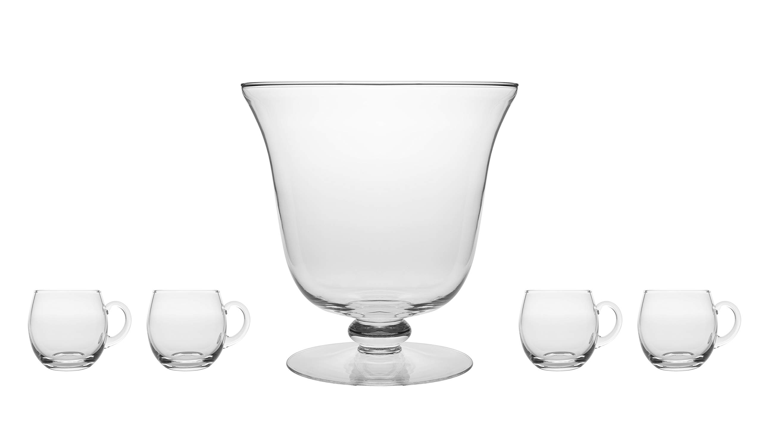 Barski Handmade Glass Punch Cups with Handle - Set of 4 (12 oz Each) - European Quality Crystal Glassware for Cocktails, Parties & Home Bar Decor