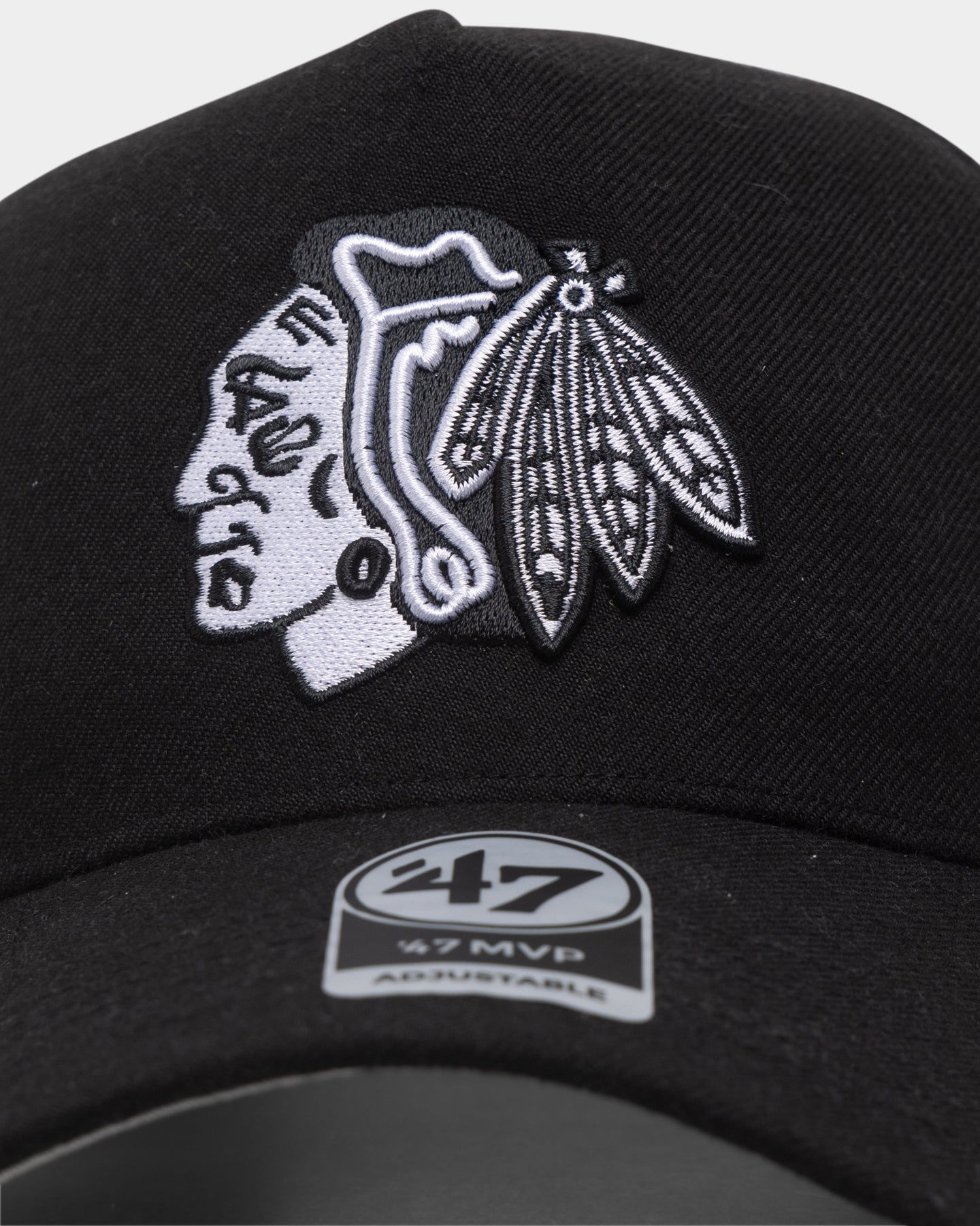 47 Brand Chicago Blackhawks MVP DT Snapback Hat - Black/White Adjustable Baseball Cap for Men & Women - Perfect for Sports Fans, Game Day & Casual Wear