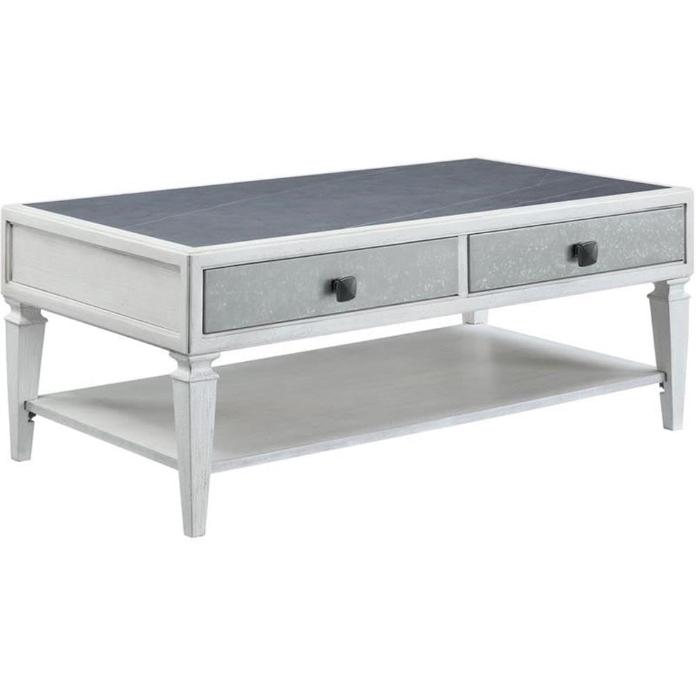 Acme Katia Coffee Table - Rustic Gray & Weathered White Finish - Perfect for Living Room, Lounge & Modern Farmhouse Decor